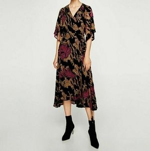 Zara Devore Multi Coloured Midi Floral Dress